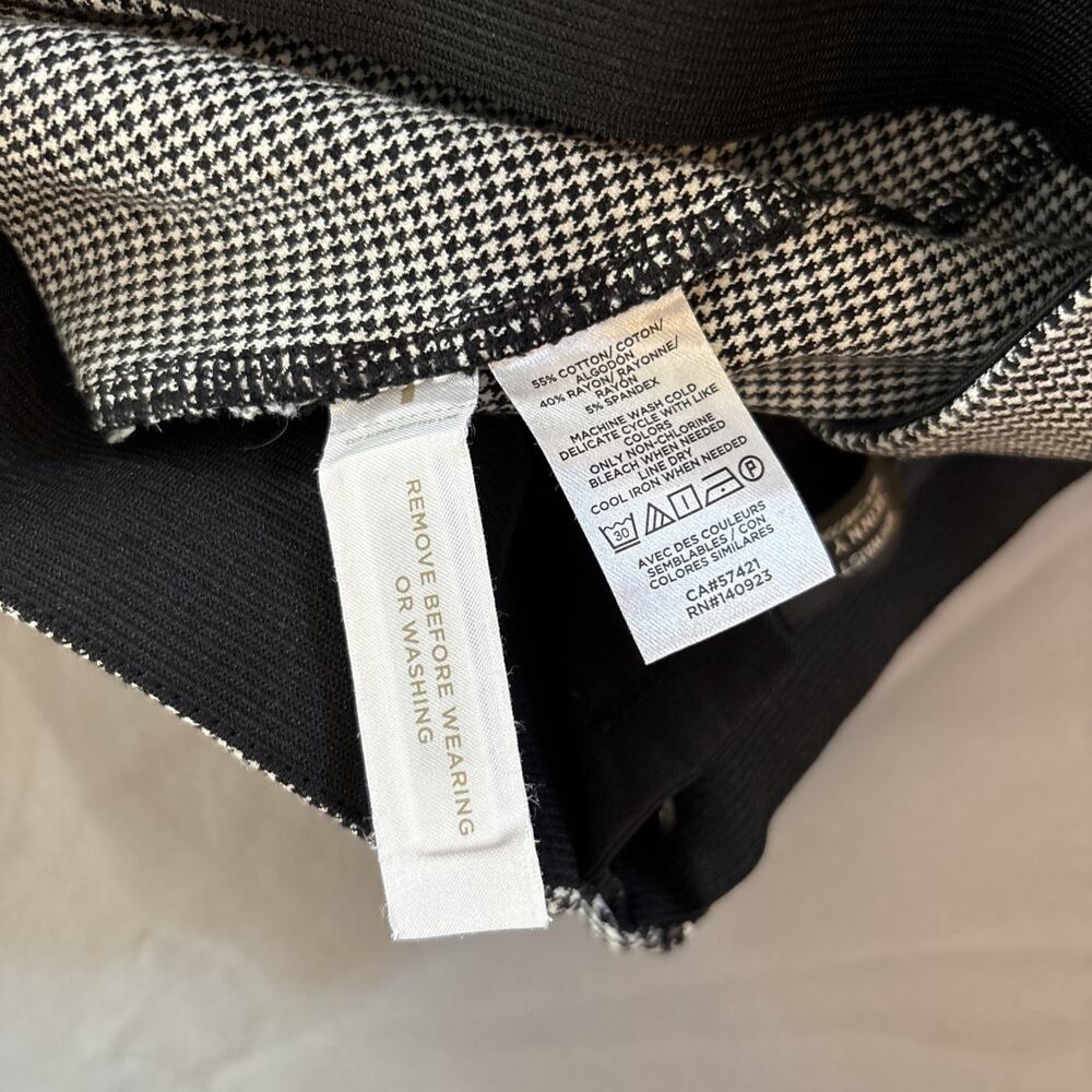 LOFT Womens High Waist Skinny Houndstooth Pants Black White Check Career, Sz 10 - Picture 11 of 15